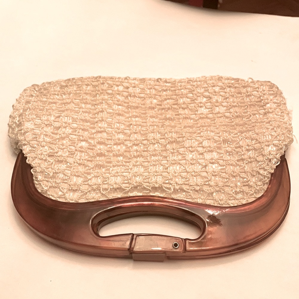 Vintage Cream Color Crochet Clutch Handbag